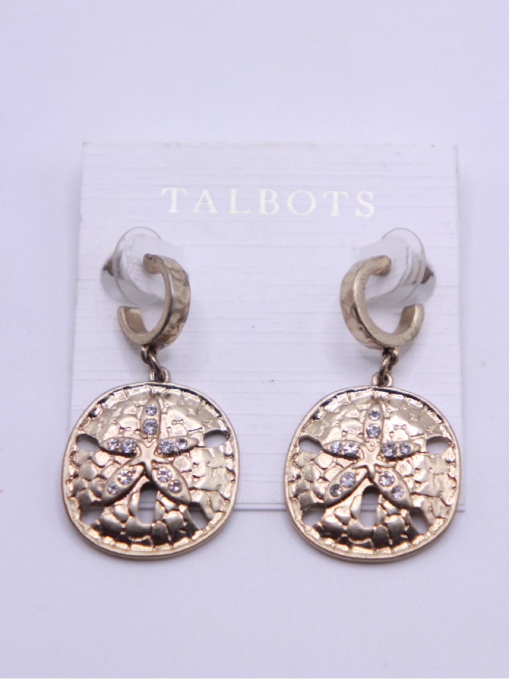 Talbots Textured Floral Drop Earrings in Gold NWT